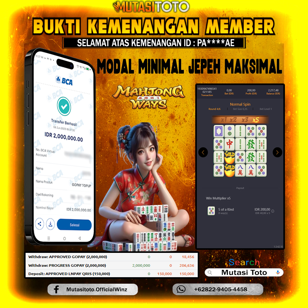 KEMENANGAN MEMBER BERMAIN DI MAHJONG WAYS