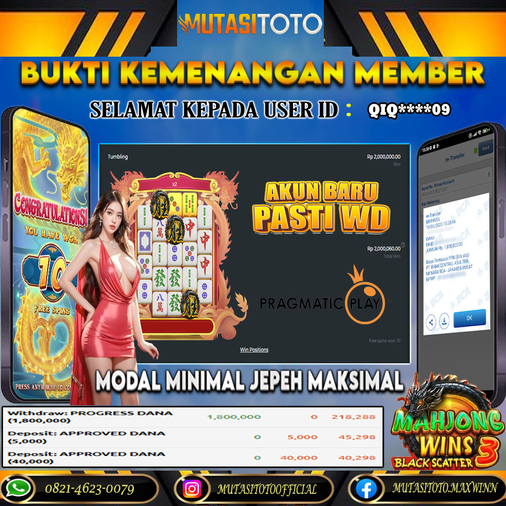 KEMENANGAN MEMBER BERMAIN DI MAHJONG WINS 3 PRAGMATIC PLAY