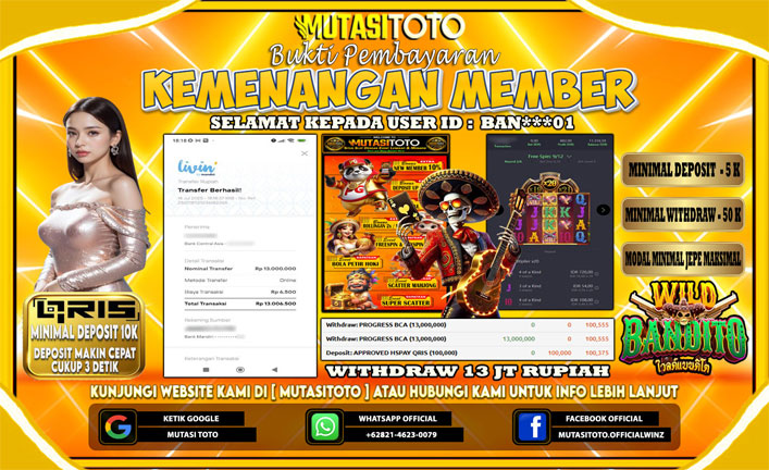KEMENANGAN MEMBER BERMAIN DI WILD BANDITO PG SOFT