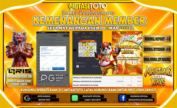 KEMENANGAN MEMBER BERMAIN DI MAHJONG WAYS