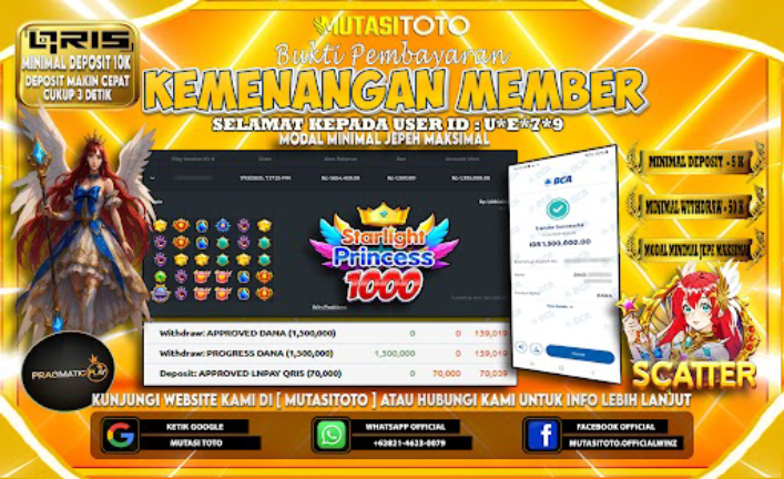 KEMENANGAN MEMBER BERMAIN DI STARLIGHT PRINCESS 1000