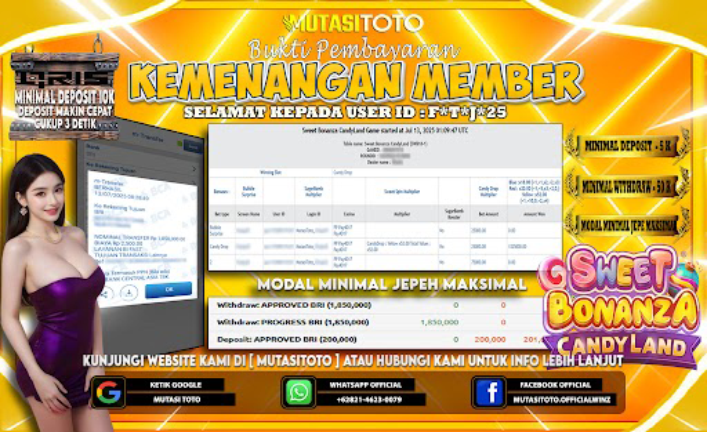 KEMENANGAN MEMBER BERMAIN DI LIVE – SWEET BONANZA CANDYLAND